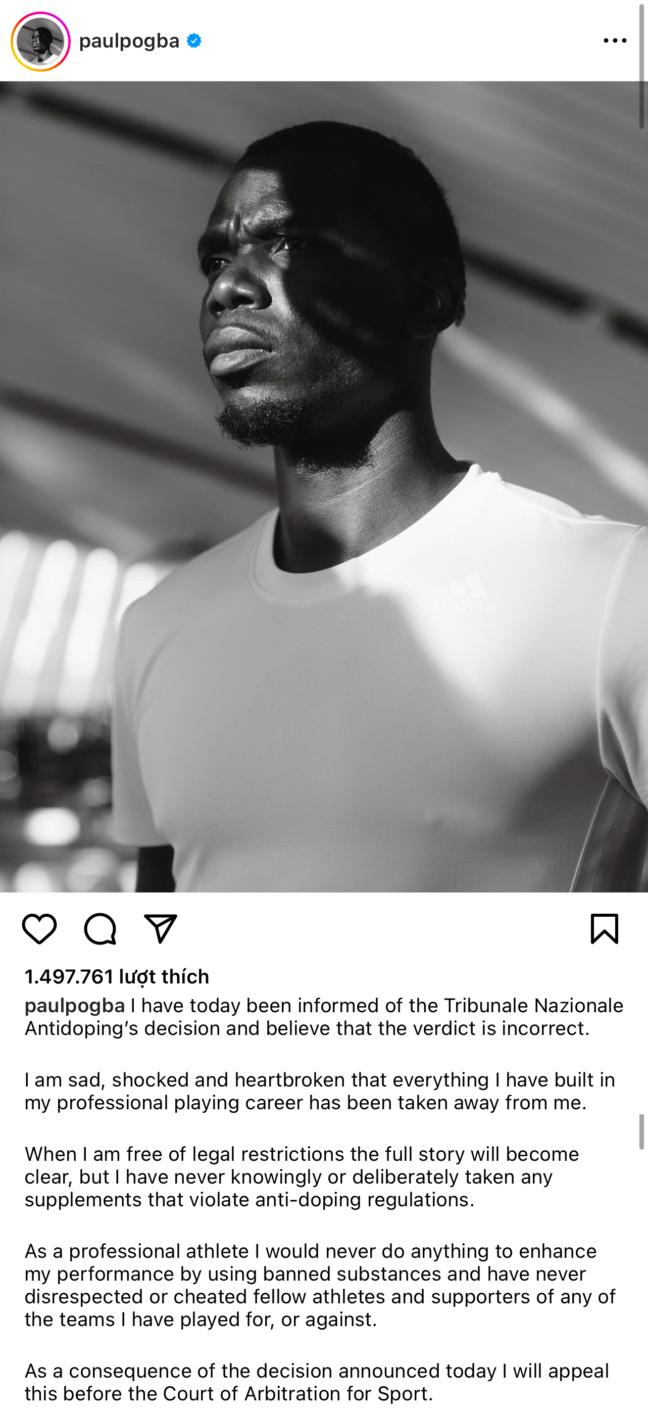 Pogba tuy&ecirc;n bố "đấu đến c&ugrave;ng"  sau &aacute;n phạt cấm 4 năm- Ảnh 1.