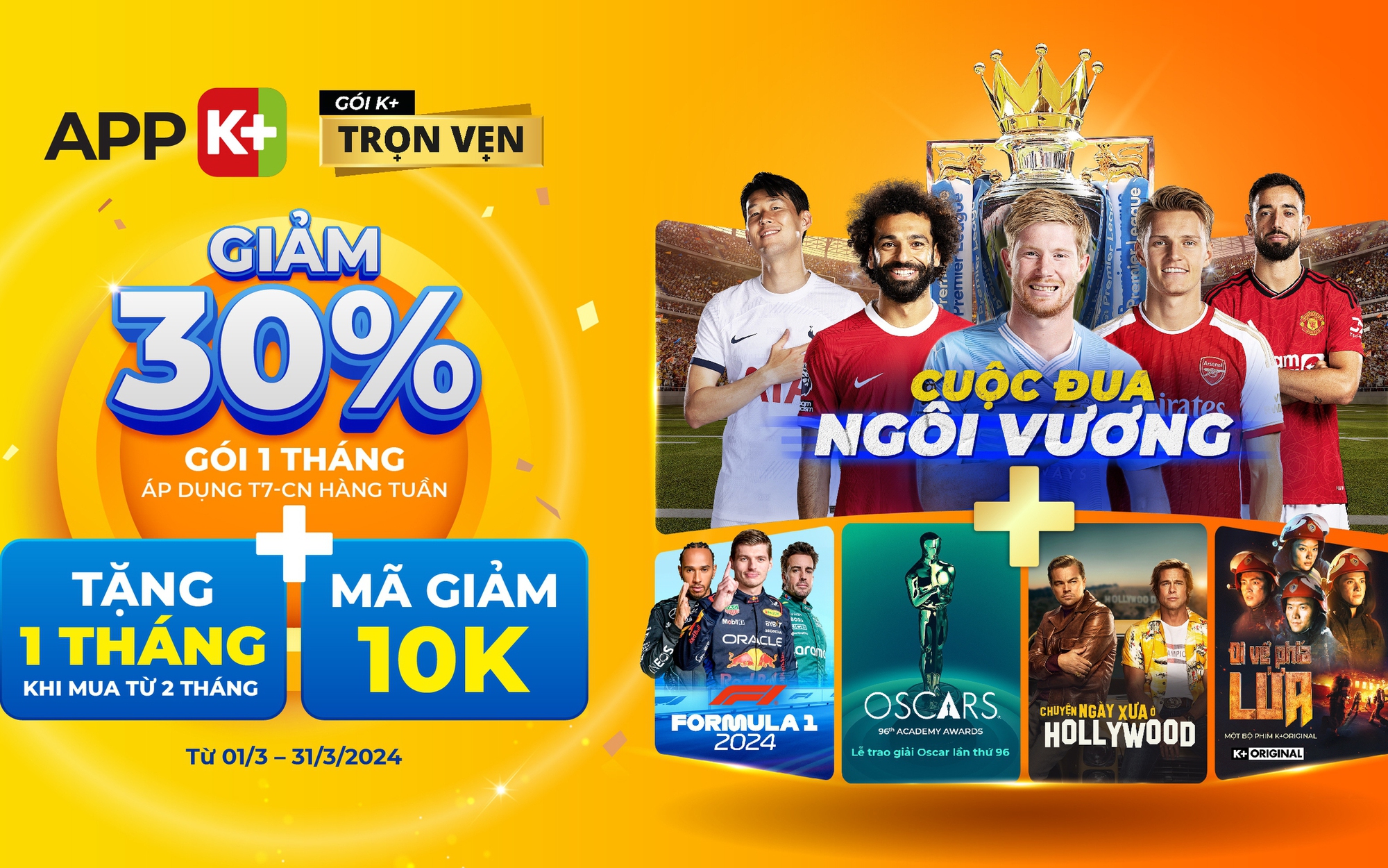 Cuộc đua giành ngôi vương Ngoại hạng Anh và nhiều chương trình độc đáo khác đổ bộ trên K+