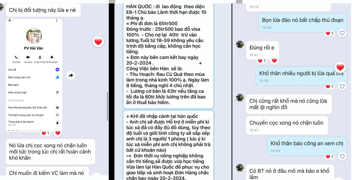 Rất nhiều nạn nh&acirc;n tố c&aacute;o h&agrave;nh vi lừa đảo l&ecirc;n mạng x&atilde; hội để cảnh b&aacute;o người lao động. (Ảnh chụp m&agrave;n h&igrave;nh)