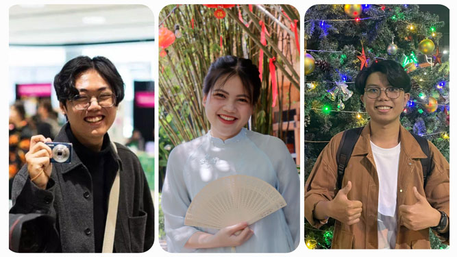 Từ trái qua: Minh Đăng - Thùy Trang - Ngọc Hưng cùng nhiều bạn trẻ hiện nay chọn tinh thần sống tích cực, vẽ nên bức tranh tuổi trẻ đa sắc màu
