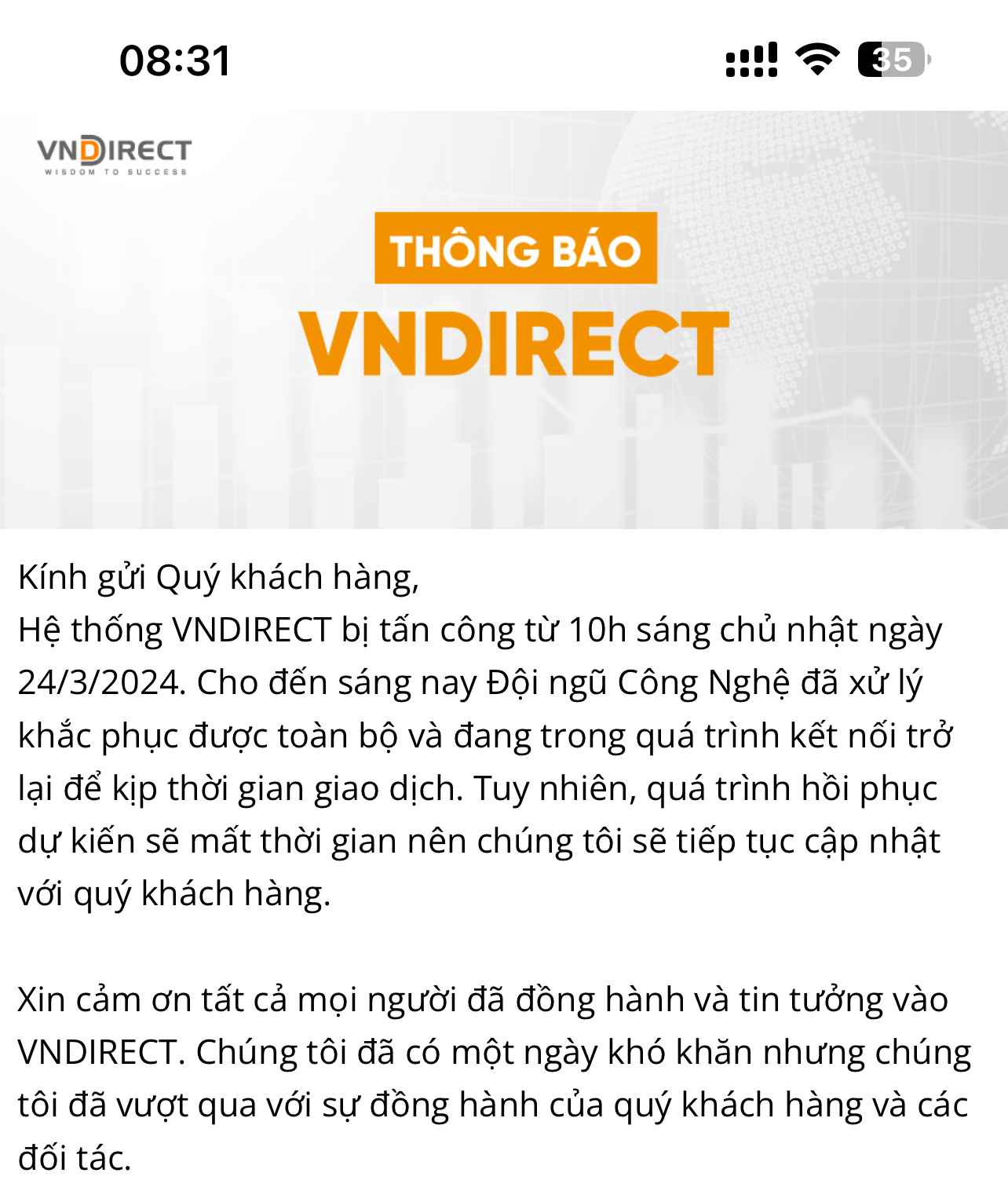 N&Oacute;NG: Hệ thống của c&ocirc;ng ty chứng kho&aacute;n VNDIRECT &ldquo;bị tấn c&ocirc;ng&rdquo;- Ảnh 2.