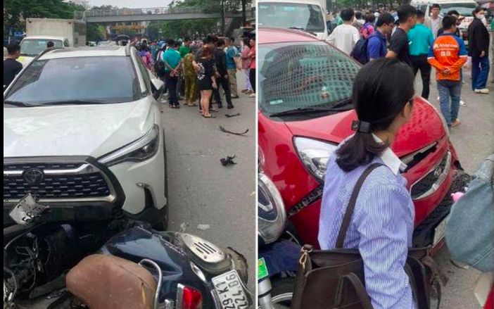 Nữ tài xế bất ngờ tông xe liên hoàn, hất văng nạn nhân lên nắp capo