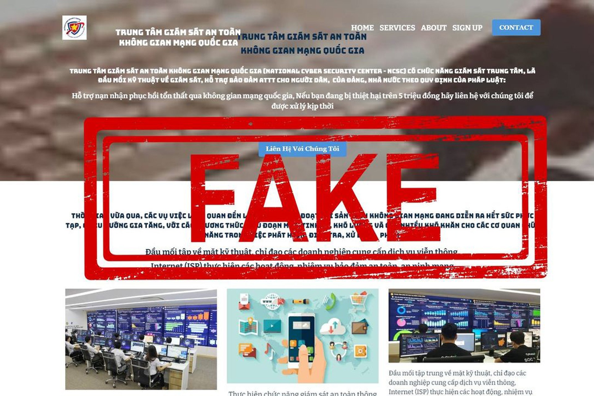 Giả mạo website Trung tâm Giám sát an toàn không gian mạng quốc gia để lừa đảo
- Ảnh 1.