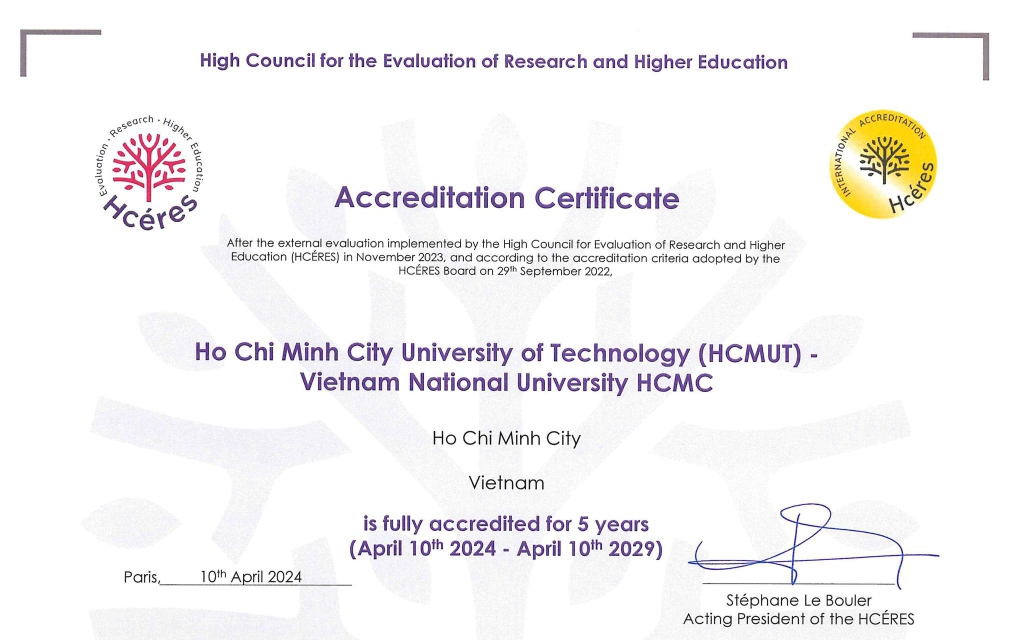 Trường ĐH Bách khoa TP HCM đạt chuẩn tái kiểm định của Pháp