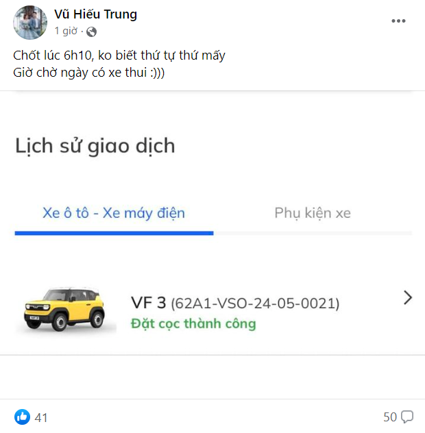 Dân mạng đua nhau khoe hóa đơn đặt cọc xe điện VF3- Ảnh 2.