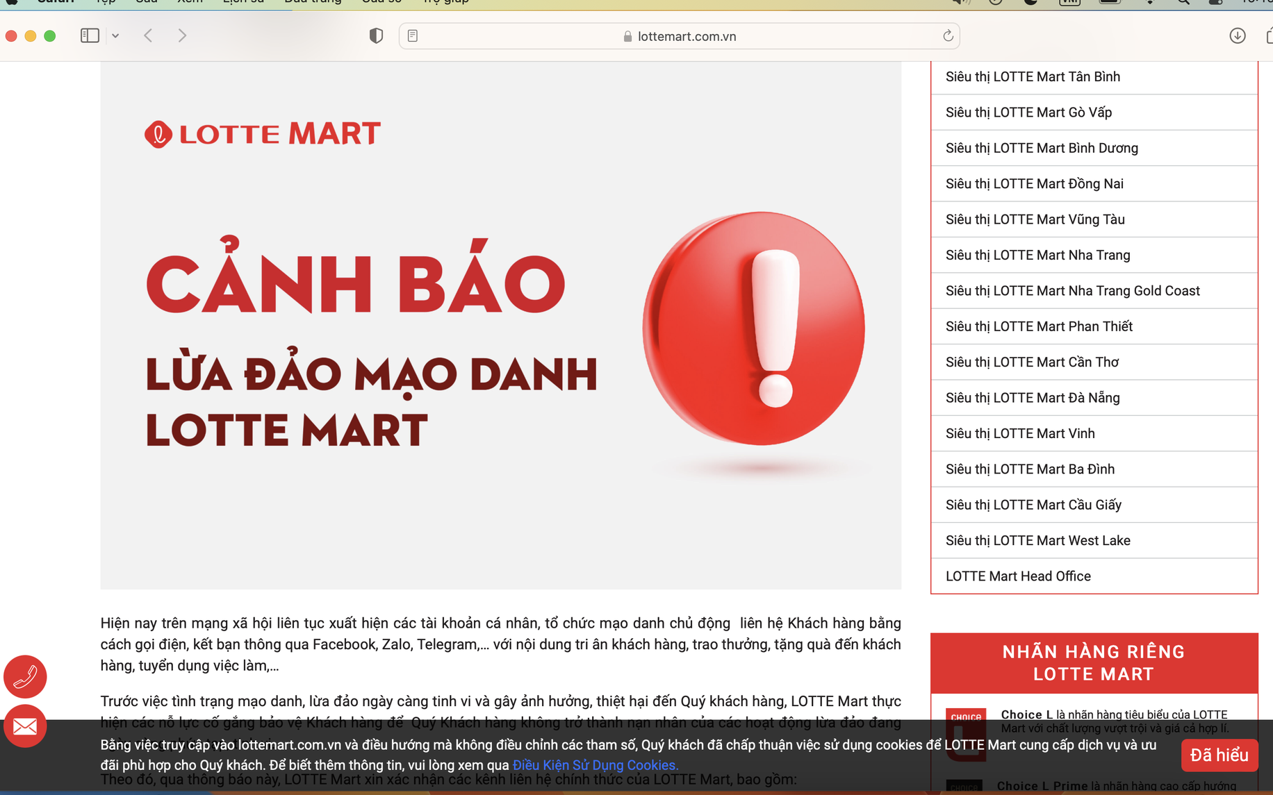 LOTTE Mart bị kẻ gian mạo danh