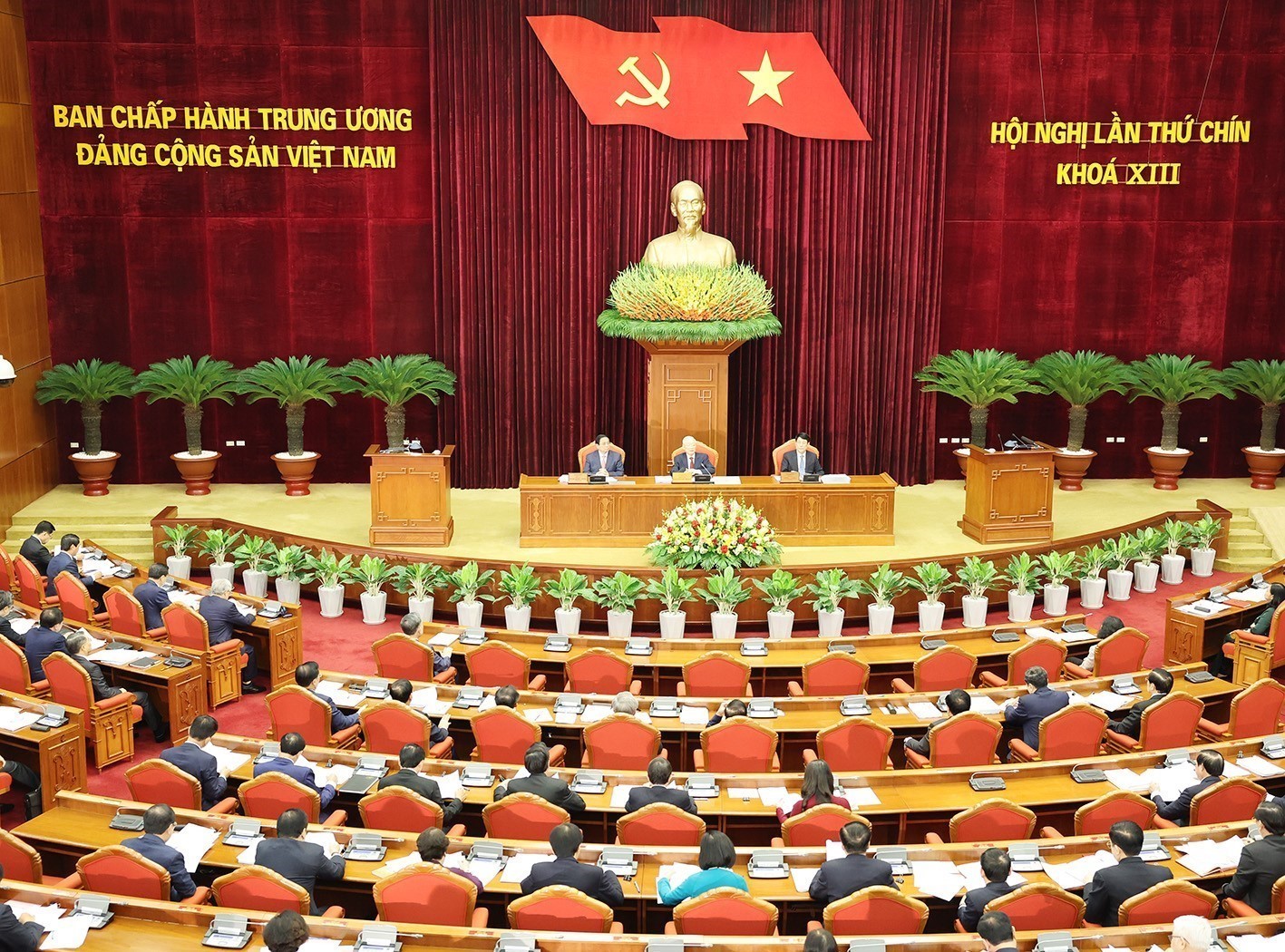 Hội nghị lần thứ 9 Ban Chấp h&agrave;nh Trung ương Đảng kh&oacute;a XIII khai mạc v&agrave;o s&aacute;ng 16-5 dưới sự chủ tr&igrave; của Tổng B&iacute; thư Nguyễn Ph&uacute; TrọngẢnh: TTXVN
