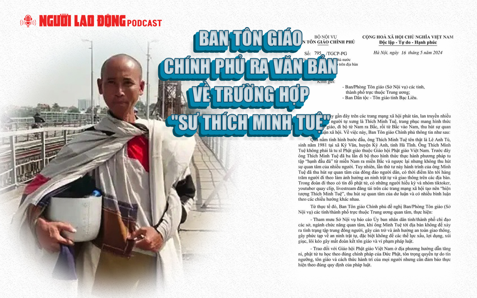 Ban Tôn giáo Chính phủ ra văn bản về trường hợp "sư Thích Minh Tuệ" 