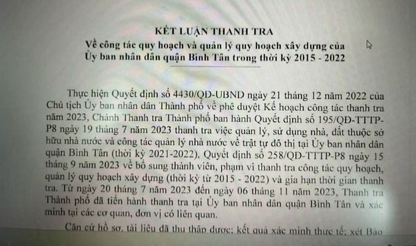 V&igrave; sao thanh tra về c&ocirc;ng t&aacute;c quy hoạch ở quận B&igrave;nh T&acirc;n?- Ảnh 1.