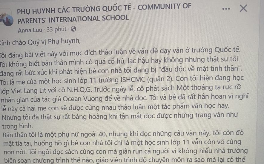 Trường quốc tế phát hành sách có nội dung nhạy cảm, khiêu dâm cho học sinh
