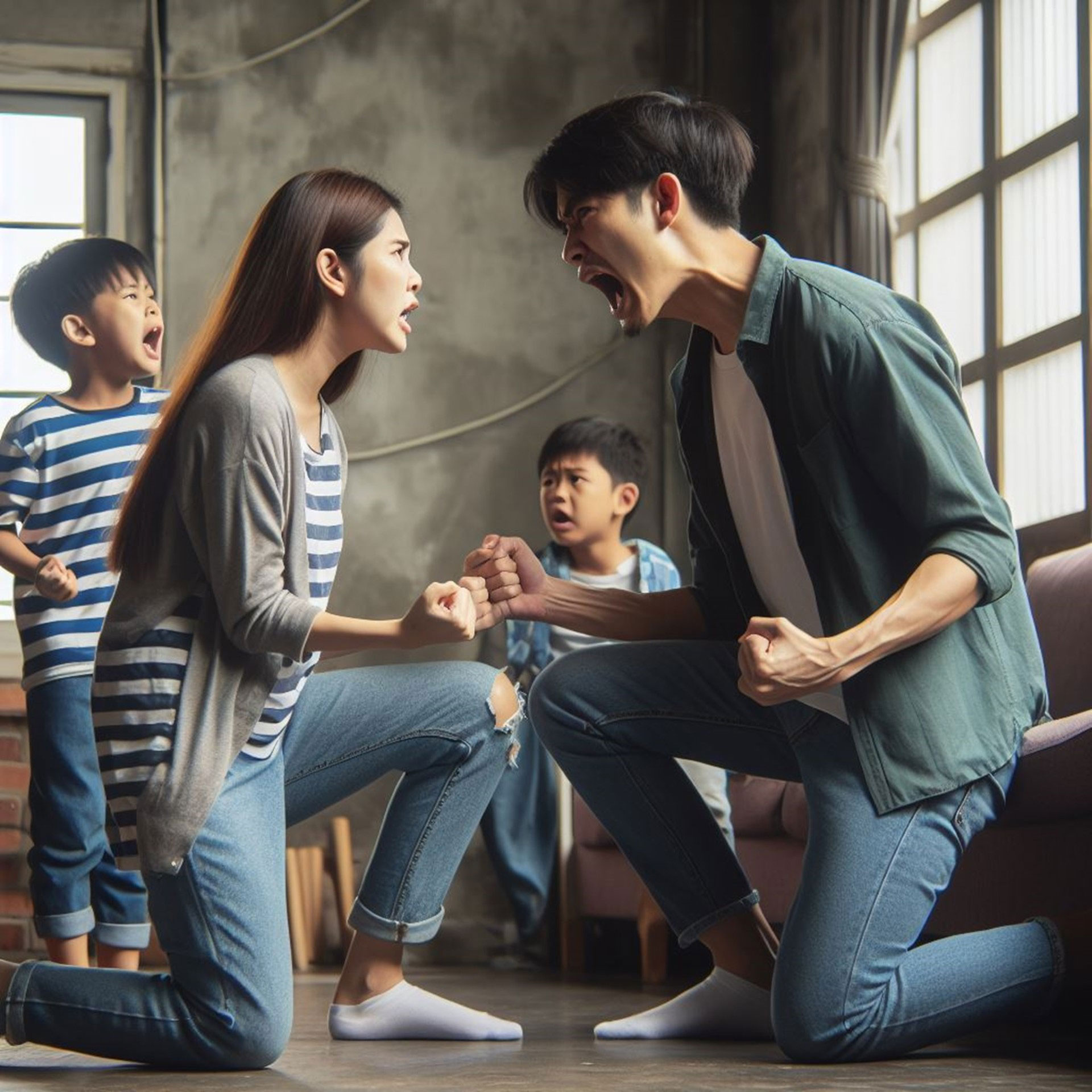 Trẻ dễ tổn thương, phát triển thiếu bình thường nếu liên tục chứng kiến những nóng nảy, lệch lạc từ người lớn Ảnh: A.I