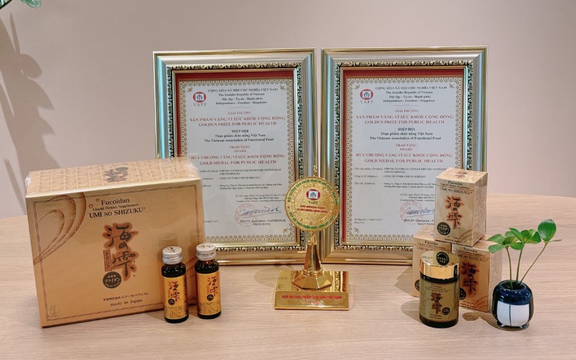 Fucoidan Umi No Shizuku 3 năm liên tiếp đạt giải thưởng Sản phẩm Vàng vì sức khỏe cộng đồng