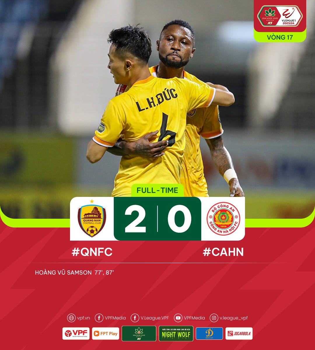 Vòng 17 V-League: Công an Hà Nội bất ngờ bại trận trước Quảng Nam- Ảnh 2.