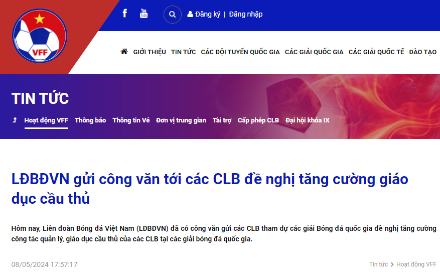 VFF: Siết quản lý, giáo dục sau vụ 5 cầu thủ Hà Tĩnh dính ma túy