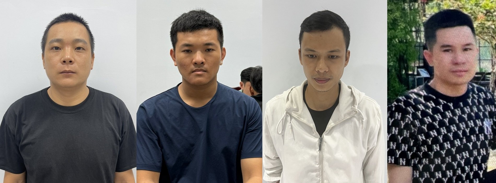 Nh&oacute;m đối tượng tại cơ quan c&ocirc;ng an (ảnh C&ocirc;ng an cung cấp)