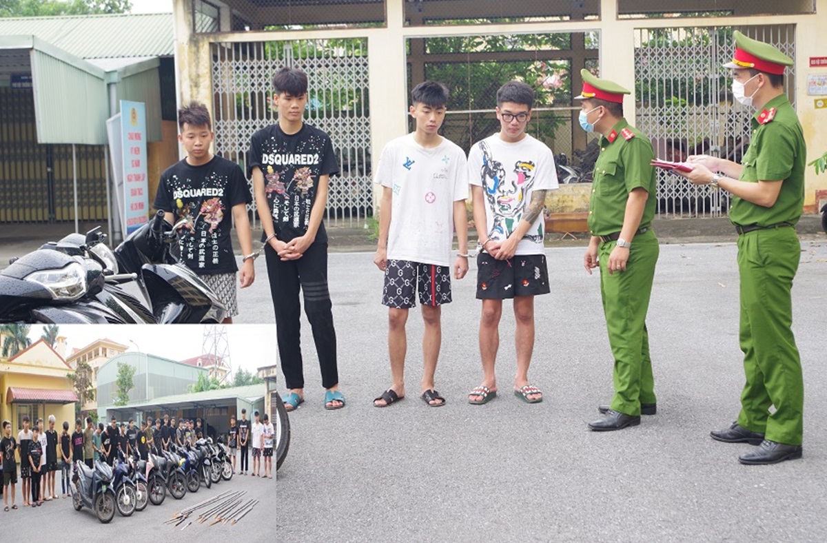 Khởi tố 21 thanh, thiếu niên ở 2 tỉnh mang dao kiếm diễu phố- Ảnh 1.