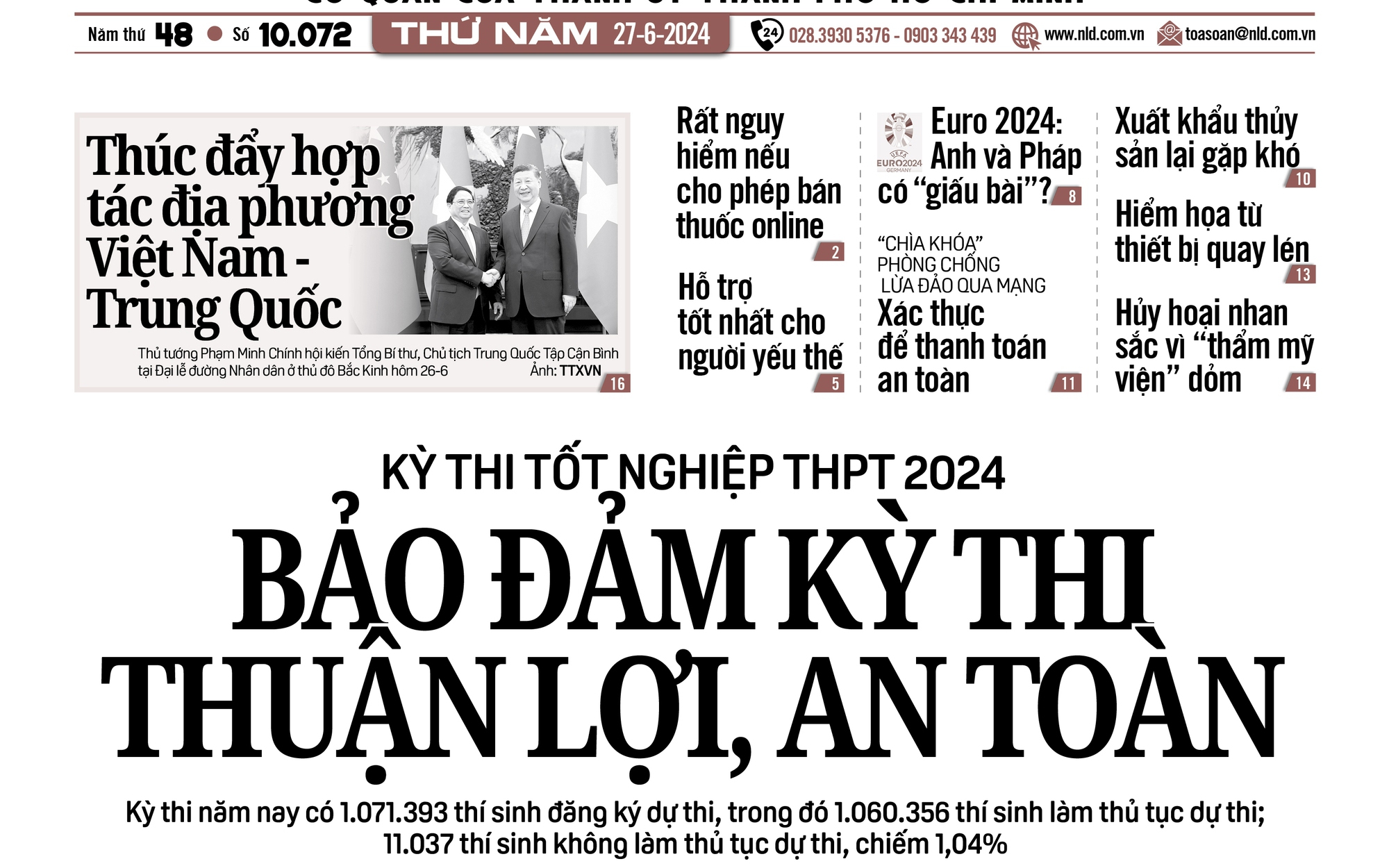 Thông tin đáng chú ý trên báo in Người Lao Động ngày 27-6