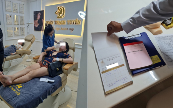 Một cơ sở thẩm mỹ hoạt động trái phép bị Thanh tra Sở Y tế TP HCM phát hiện, xử phạt Ảnh: THANH TRA SỞ Y TẾ TP HCM