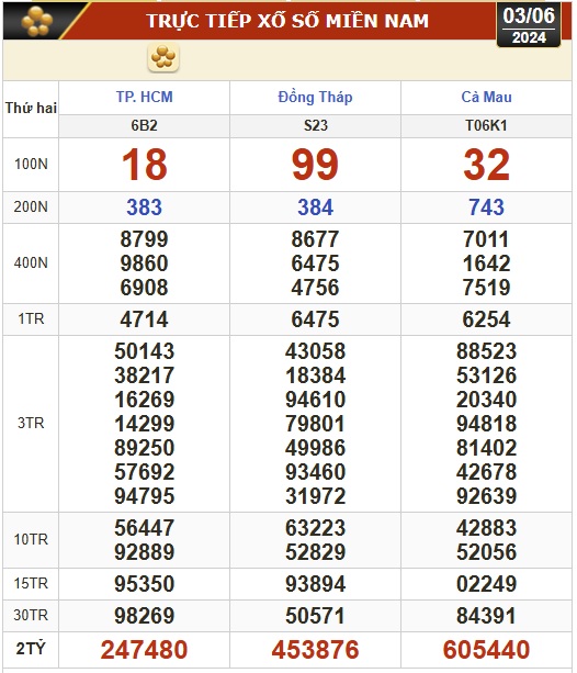 Kết quả xổ số hôm nay, 3-6: TP HCM, Đồng Tháp, Cà Mau, Phú Yên, Hà Nội...- Ảnh 1.