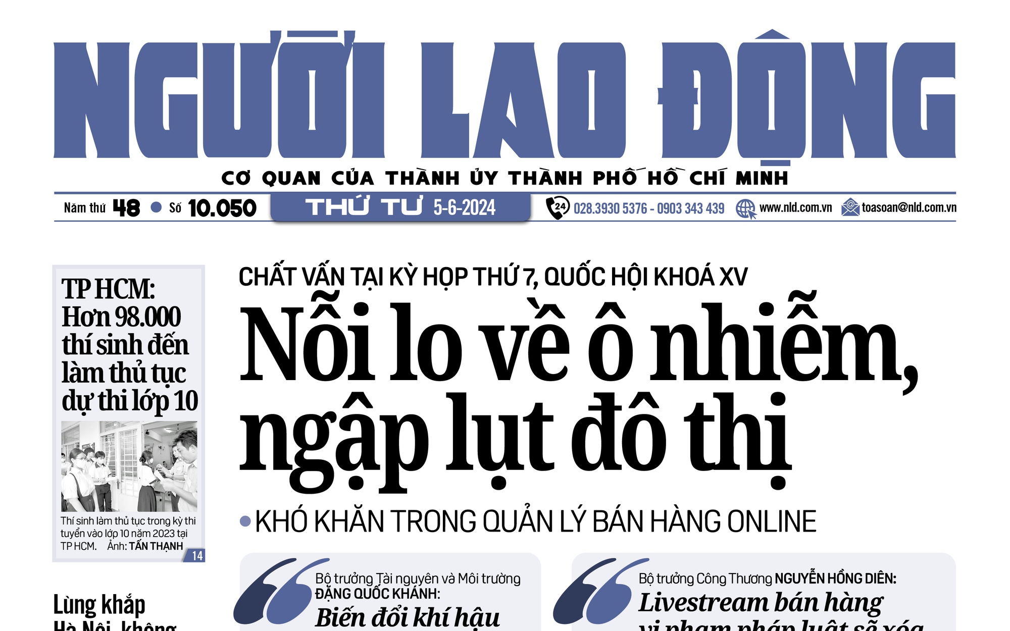 Thông tin đáng chú ý trên báo in Người Lao Động ngày 5-6