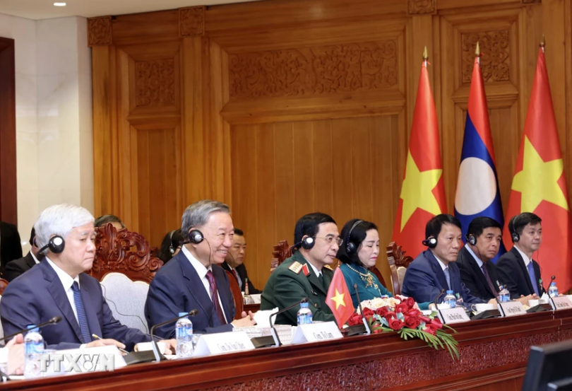 Tổng B&iacute; thư, Chủ tịch nước L&agrave;o đ&oacute;n, hội đ&agrave;m với Chủ tịch nước T&ocirc; L&acirc;m- Ảnh 13.