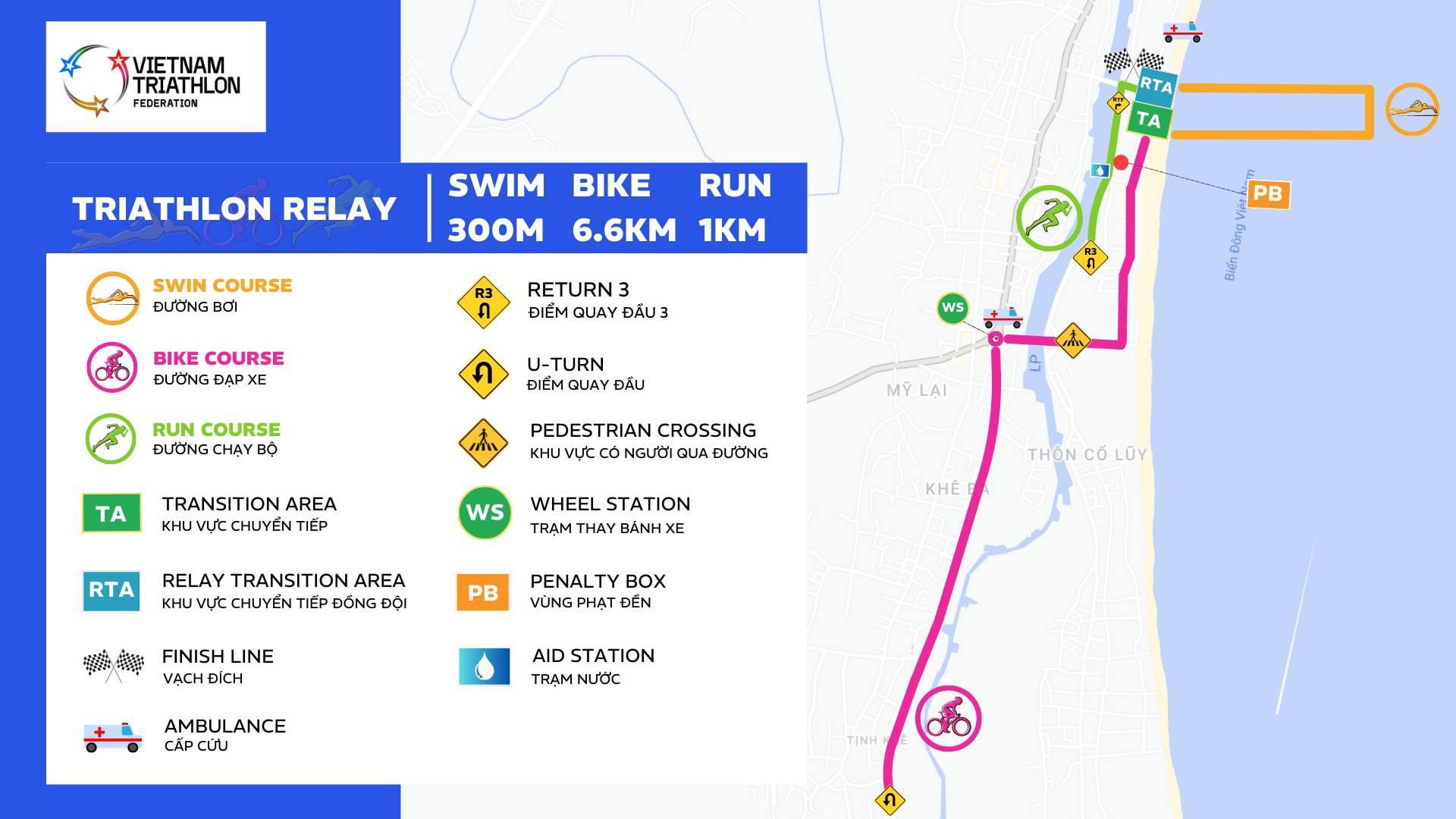 Đường đua nội dung Triathlon Sprint cá nhân