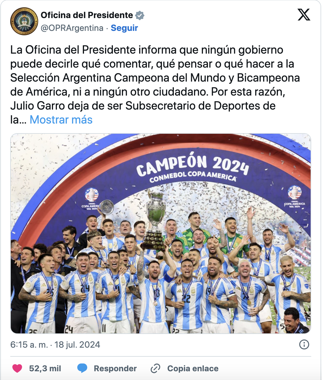 Thứ trưởng thể thao Argentina mất chức v&igrave; y&ecirc;u cầu Messi xin lỗi- Ảnh 5.
