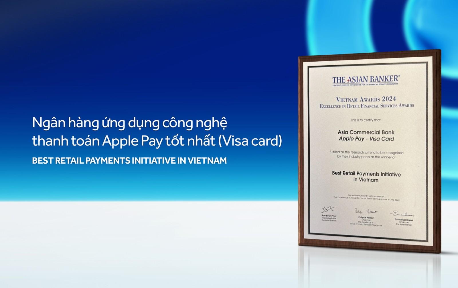ACB nhận giải thưởng ng&acirc;n h&agrave;ng ứng dụng c&ocirc;ng nghệ thanh to&aacute;n Apple Pay tốt nhất- Ảnh 1.