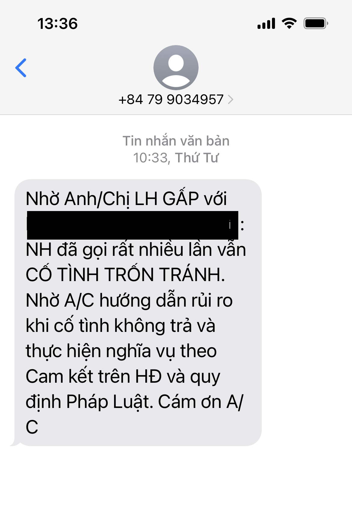 Tin nhắn c&aacute;c đối tượng gửi đến chị B.