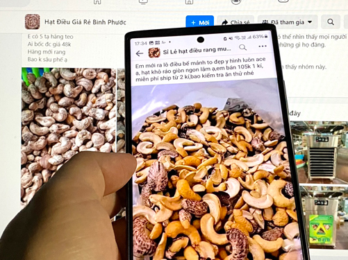 Hạt điều gắn m&aacute;c B&igrave;nh Phước b&aacute;n tr&agrave;n lan tr&ecirc;n mạng với gi&aacute; rẻ hơn một nửa so với thị trườngẢnh: L&ecirc; Tỉnh