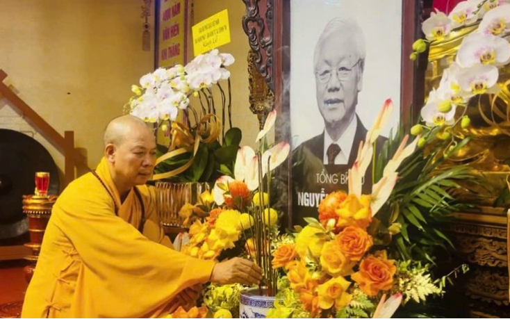 Tổ chức lễ tưởng niệm Tổng Bí thư Nguyễn Phú Trọng tại các chùa, cơ sở tự viện