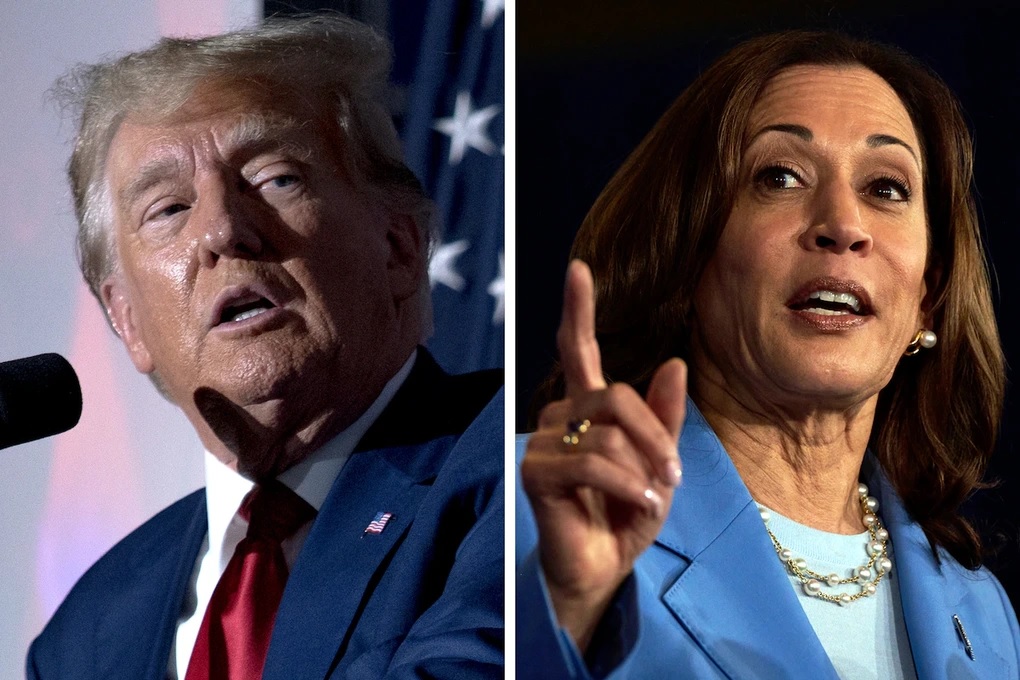 Cựu Tổng thống Donald Trump v&agrave; Ph&oacute; Tổng thống Kamala Harris. Ảnh: Washington Post