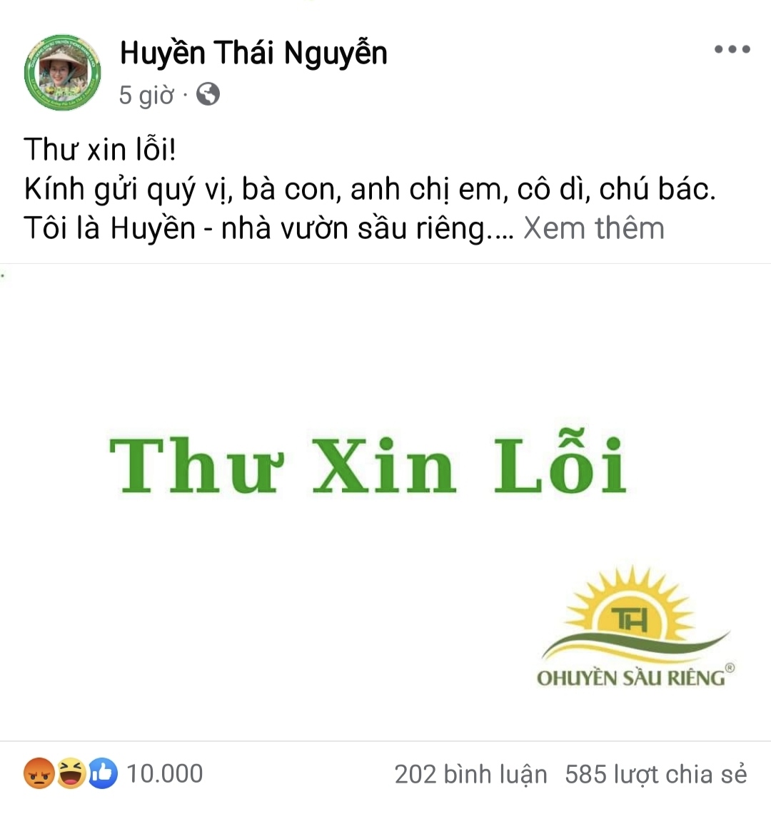Hậu livestream bán sầu riêng của Hằng Du mục, nhà vườn lên tiếng xin lỗi- Ảnh 1.