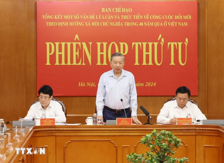 Tổng B&iacute; thư, Chủ tịch nước T&ocirc; L&acirc;m chủ tr&igrave; Phi&ecirc;n họp thứ tư Ban Chỉ đạo Tổng kết 40 năm Đổi mới- Ảnh 2.