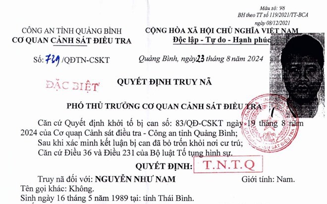 Truy nã Phó Tổng Giám đốc Newpot Quốc tế Nguyễn Như Nam