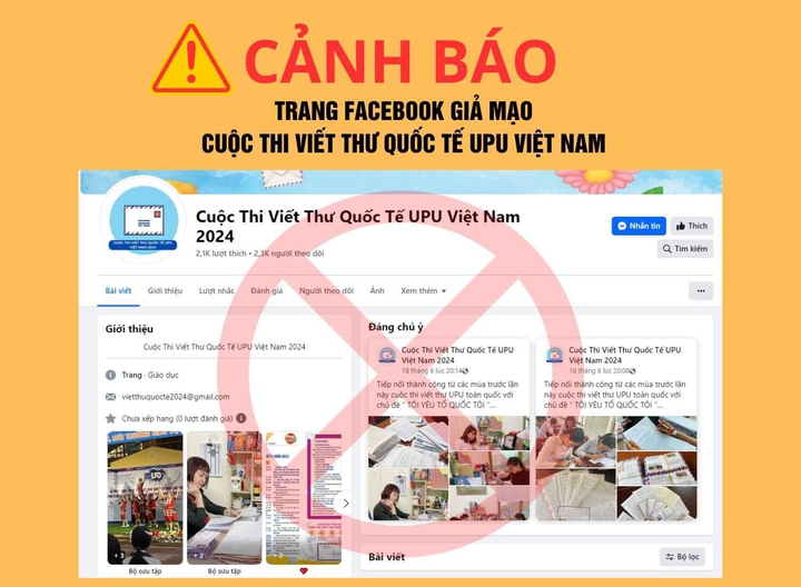 Xuất hiện nhiều trang fanpage lừa đảo học sinh thi viết thư UPU- Ảnh 1.