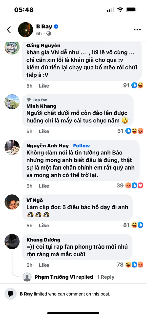 B Ray n&oacute;i g&igrave; trước cơn b&atilde;o chỉ tr&iacute;ch của kh&aacute;n giả

- Ảnh 3.