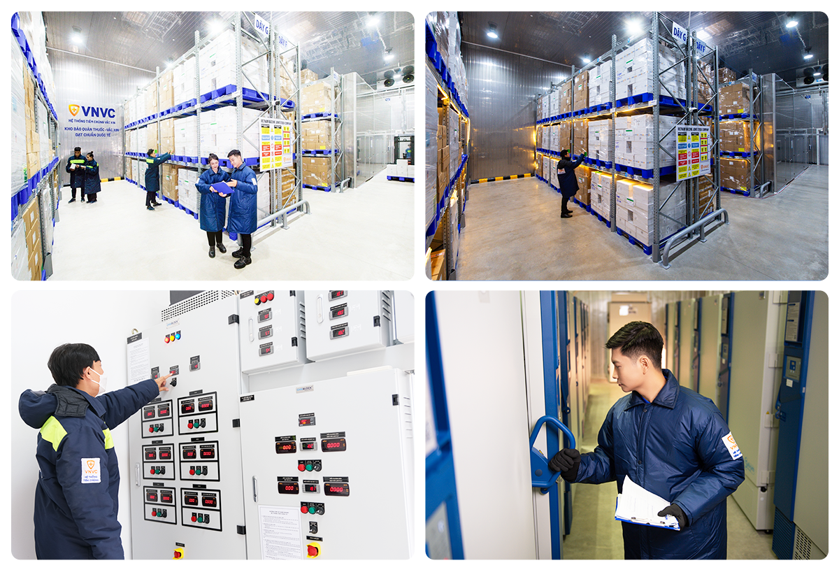 VNVC c&oacute; hệ thống kho lạnh đạt chuẩn GSP lớn v&agrave; hiện đại, bao gồm gần 200 kho lạnh trung t&acirc;m v&agrave; 4 tổng kho lạnh bảo quản vắc-xin chất lượng quốc tế. Ảnh: Mộc Thảo