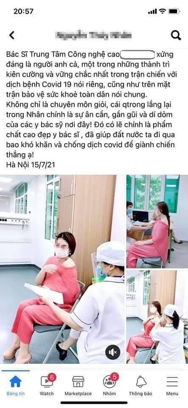 &Aacute; hậu doanh nh&acirc;n khoe được "người anh" l&agrave; l&atilde;nh đạo bệnh viện cho ti&ecirc;m vắc-xin Covid-19- Ảnh 1.