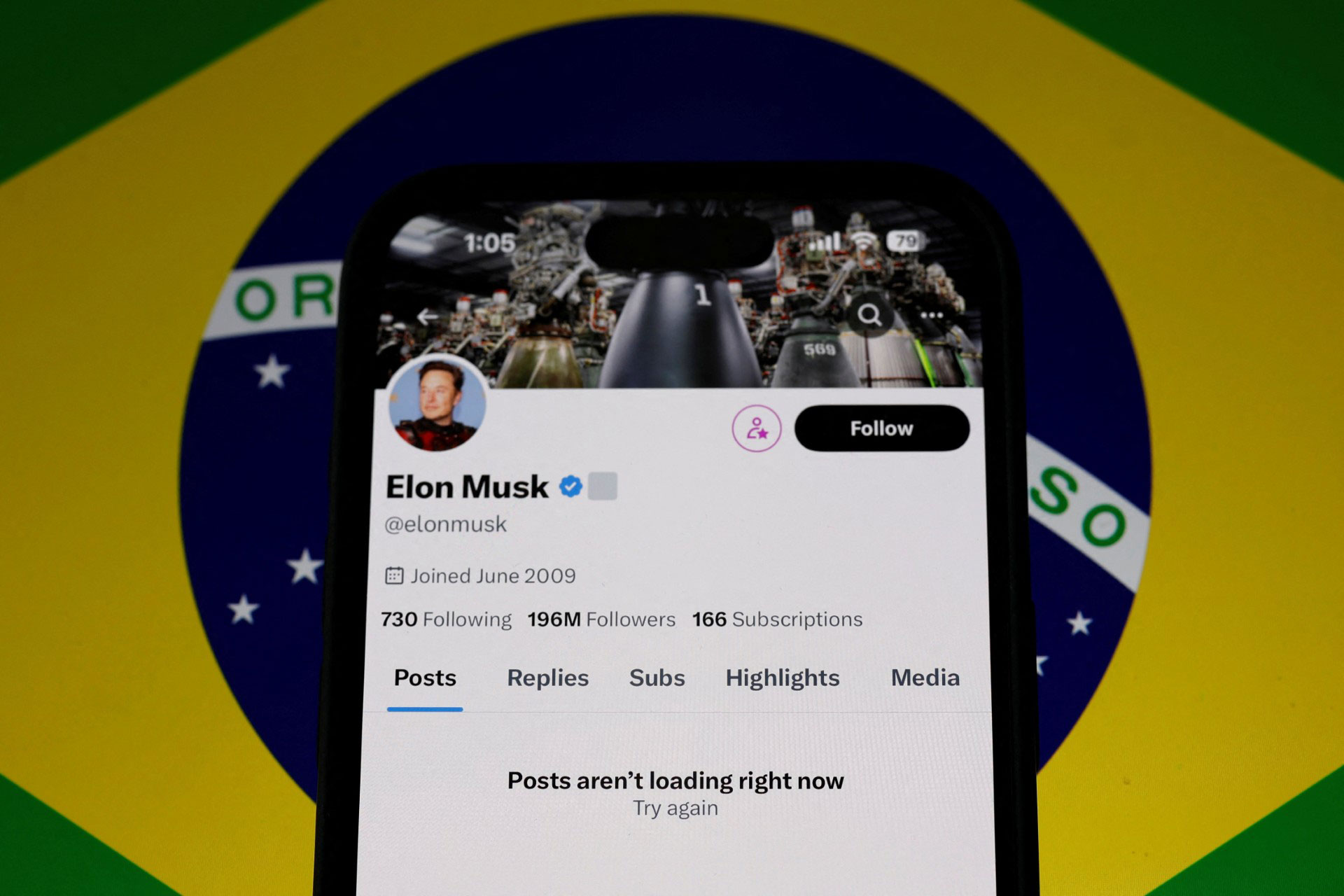 Tài khoản của tỉ phú Elon Musk trên mạng xã hội X bị chặn ở Brazil hôm 31-8. Ảnh: REUTERS