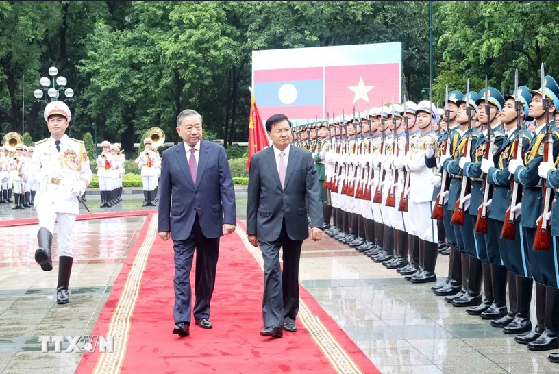 Tổng B&iacute; thư, Chủ tịch nước T&ocirc; L&acirc;m chủ tr&igrave; Lễ đ&oacute;n Tổng B&iacute; thư, Chủ tịch nước L&agrave;o Thongloun Sisoulith- Ảnh 1.