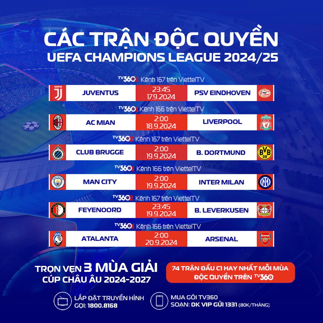 Đại tiệc Champion League trên TV360 cùng hệ gói cước siêu hấp dẫn- Ảnh 1.