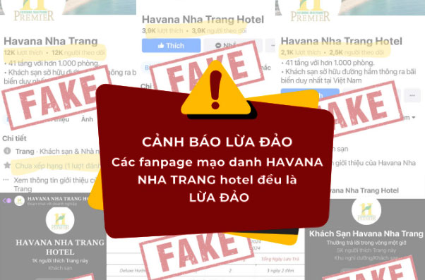 Khách sạn Havana ở Nha Trang cảnh báo tình trạng giả mạo. Ảnh: FACEBOOK KHÁCH SẠN HAVANA