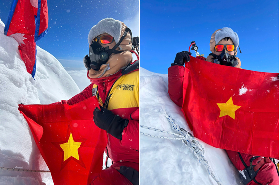 Mạnh Duy tr&ecirc;n đỉnh Manaslu. (Ảnh do nh&acirc;n vật cung cấp)