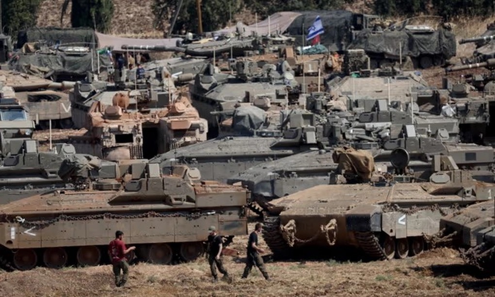 Lực lượng Israel tập kết ở bi&ecirc;n giới gi&aacute;p Lebanon. Ảnh: EPA
