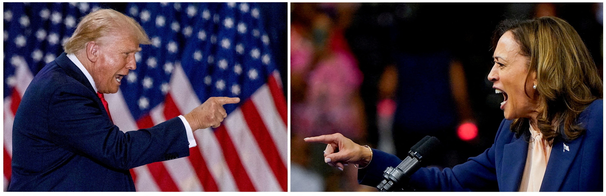 Cựu Tổng thống Donald Trump v&agrave; Ph&oacute; Tổng thống Kamala Harris đang trong cuộc đua quyết liệt tới Nh&agrave; Trắng Ảnh: REUTERS