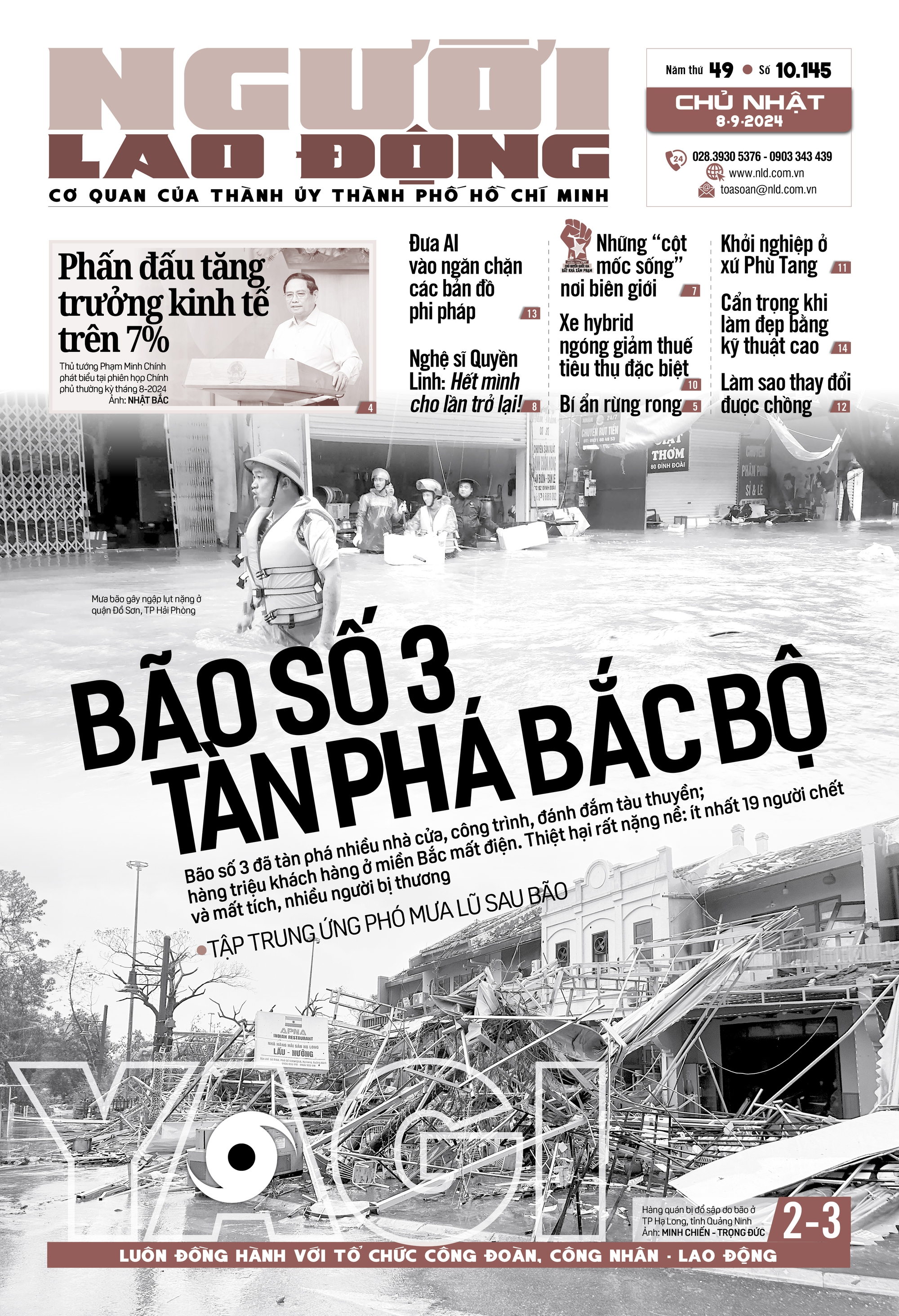 Báo in ngày 8-9: Bão số 3 tàn phá Bắc Bộ- Ảnh 1.