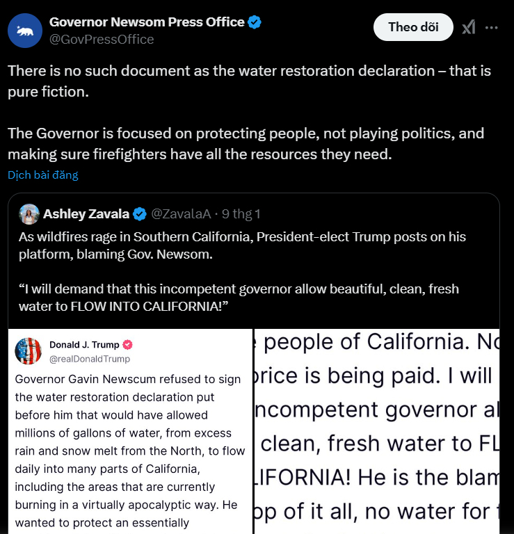 H&agrave;ng loạt tuy&ecirc;n bố của &ocirc;ng Trump về ch&aacute;y rừng Los Angeles bị phản b&aacute;c- Ảnh 2.
