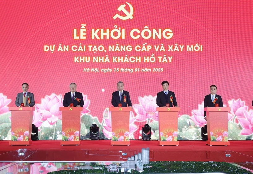 Tổng B&iacute; thư T&ocirc; L&acirc;m dự Lễ khởi c&ocirc;ng Dự &aacute;n cải tạo, n&acirc;ng cấp v&agrave; x&acirc;y mới khu Nh&agrave; kh&aacute;ch Hồ T&acirc;y- Ảnh 1.
