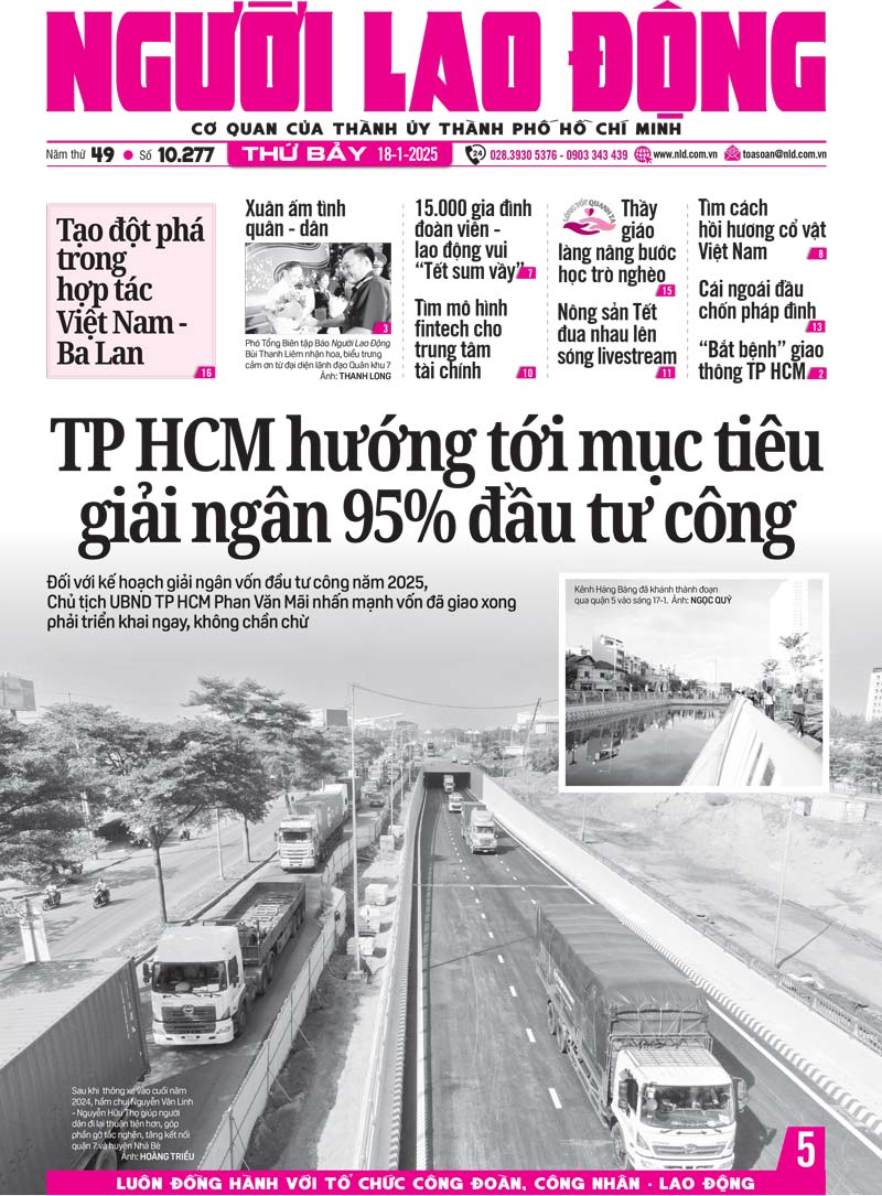 B&aacute;o in Người Lao Động 18-1: TP HCM hướng mục ti&ecirc;u giải ng&acirc;n 95% đầu tư c&ocirc;ng- Ảnh 1.
